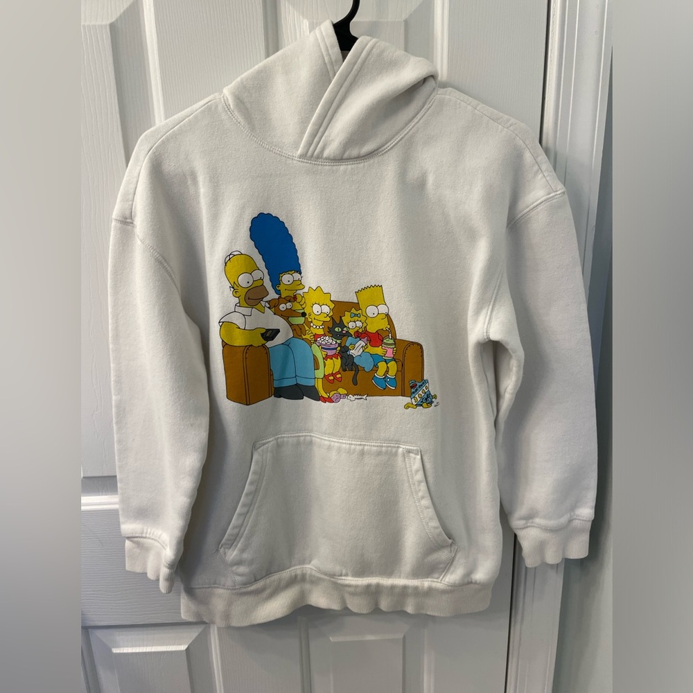 The Simpsons logo couch picture white kids hoodie YXL 12